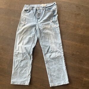 Light Blue Distressed Flare Jeans